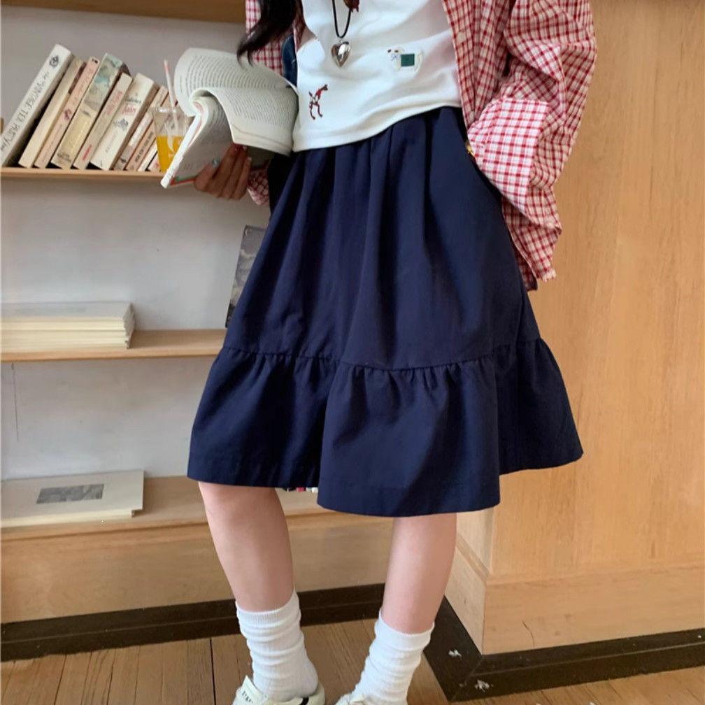 Plus-Size Retro A-line Elastic Waist Summer Skirt for Women