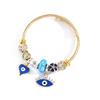Stainless Steel Jewelry Womens Geometric Heart Eye Charm Bracelet With Crystal Open Cuff For Gift Giving