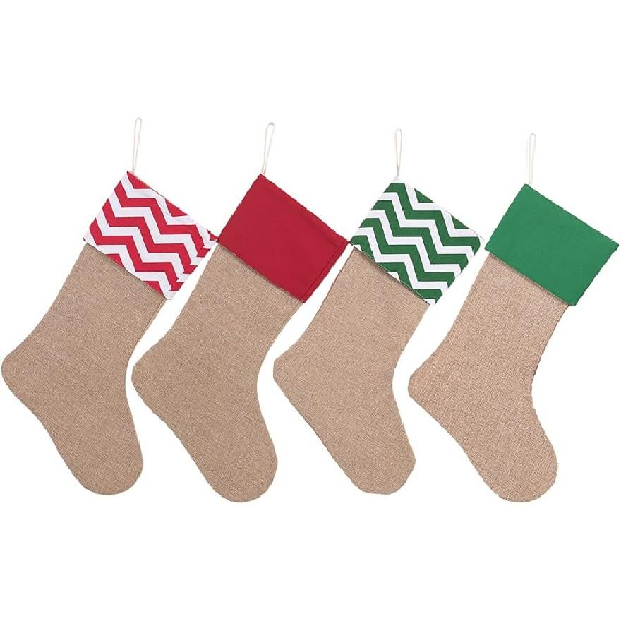 Set of 3 Family Christmas Stockings Holiday Stocking Cotton Canvas Large Bag