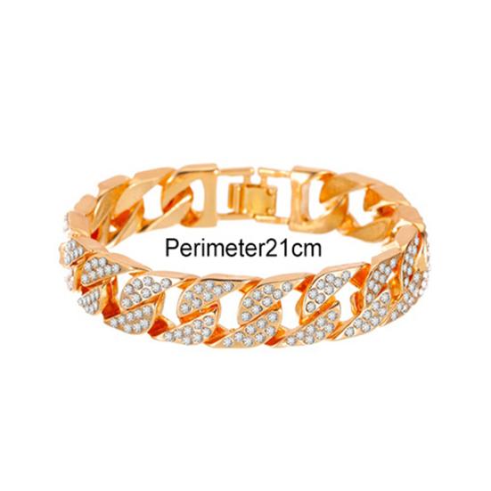 Women Rhinestone Inlaid Cuban Link Chain Bracelet  Jewelry Gift