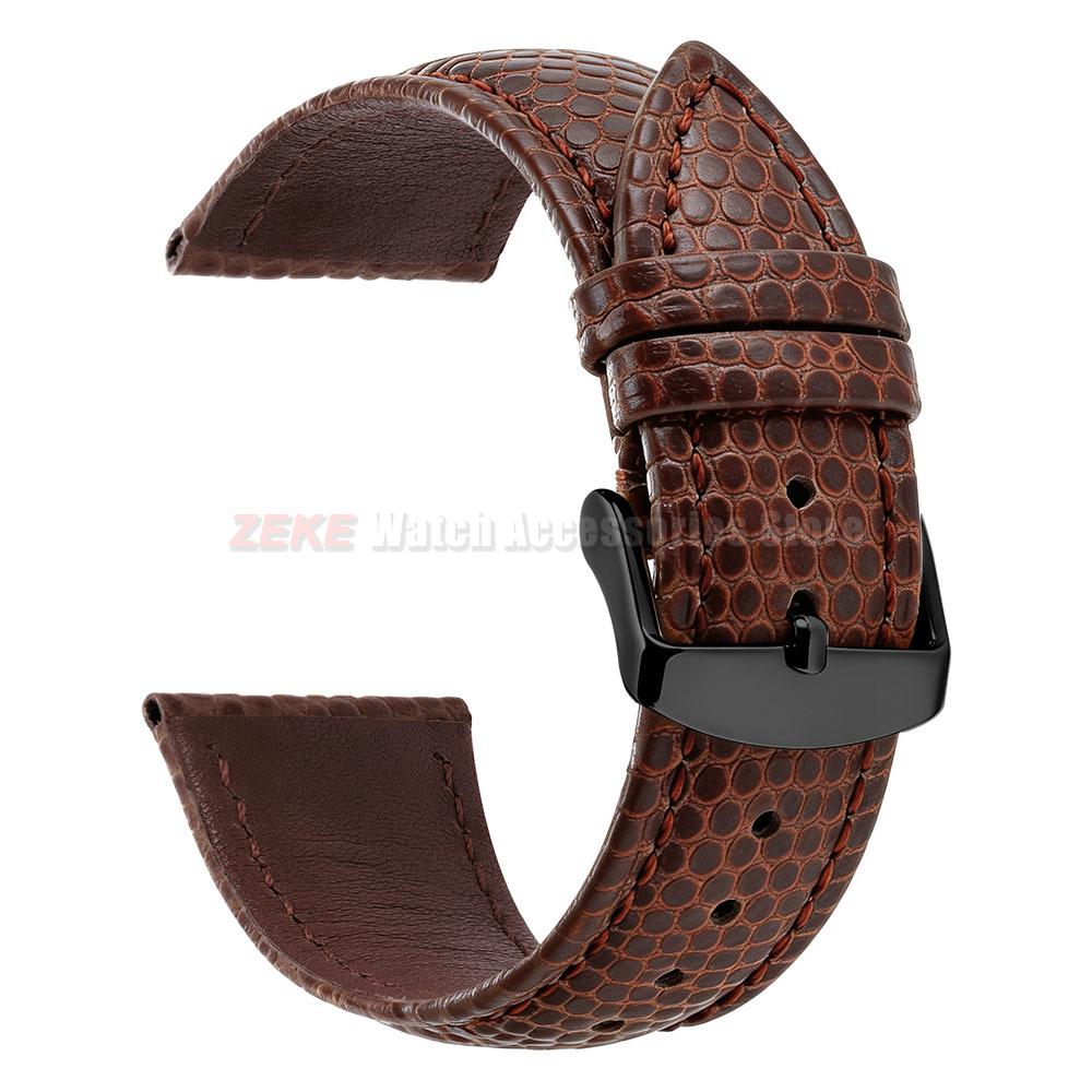 Lizard Grain Genuine Cowhide Watch Strap Waterproof Quick Release Leather Band 16/18mm 20mm 22mm Universal Replacement Wristband