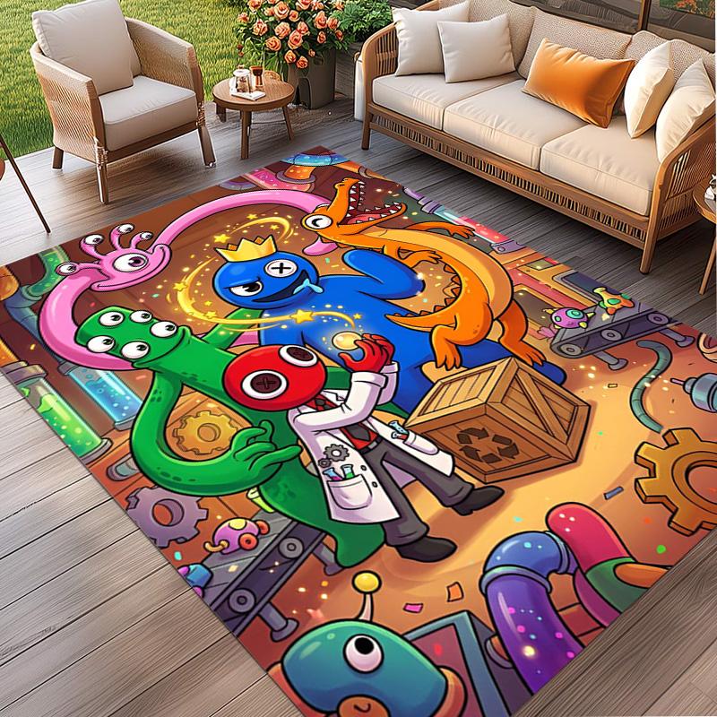 Game Rainbow Friends Print Rug, Washable Floor Carpet, For Entryway Dorm Laundry Room Office Study, Home Decor Birthday Christmas Gift