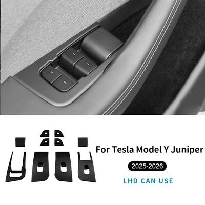 ABS Kohlefaser 4 Stück Fensterheber Schalter Verkleidung Abdeckung LHD für Tesla Model Y Juniper Launch 2025 2026-UP Auto Innenzubehör