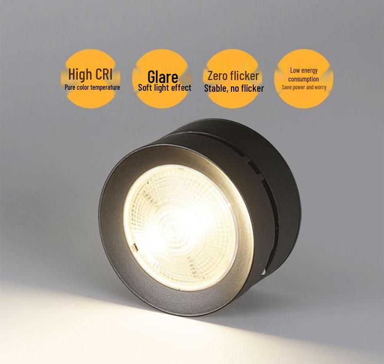Folding Surface-Mounted Adjustable LED Spotlight for Hallway and Background Wall