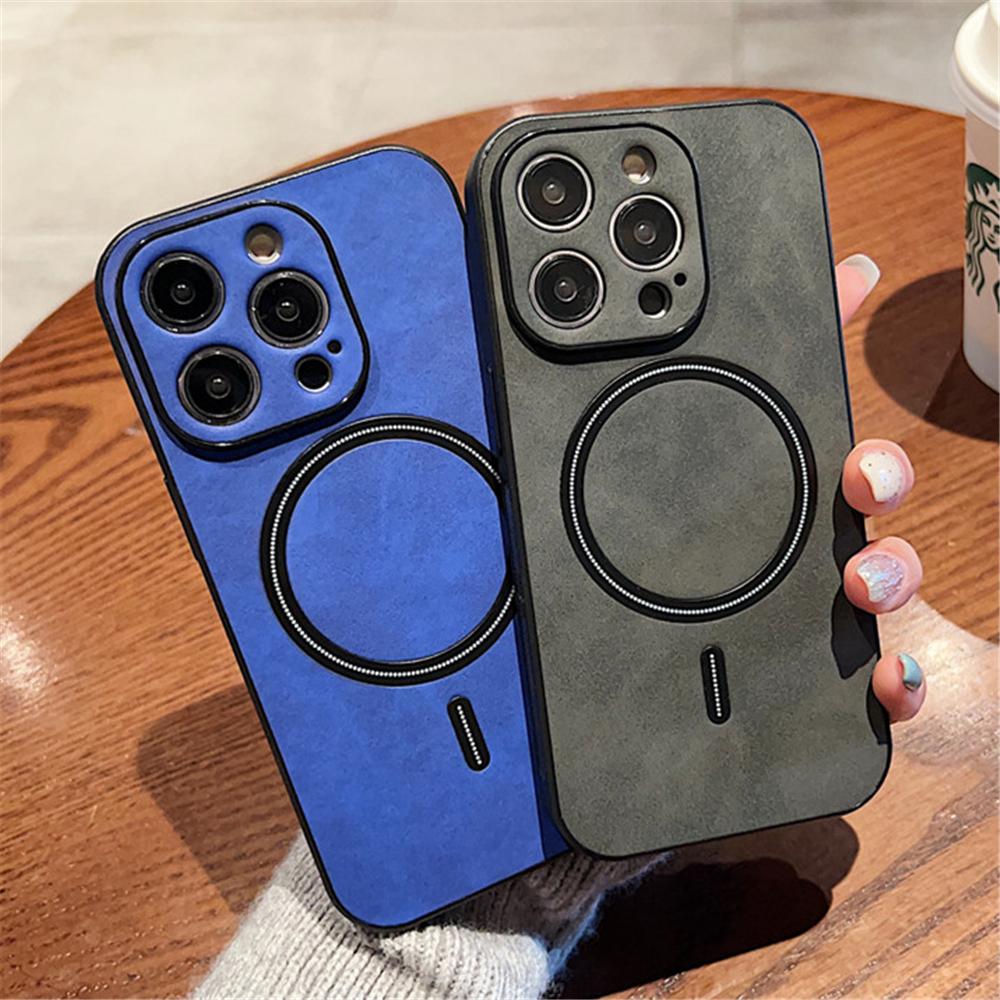 Leather For Magsafe Magnetic Case For iPhone 16 15 Pro Max 14 13 12 11 XR XS X  Wireless Charge Silicone Camera Protection Cover