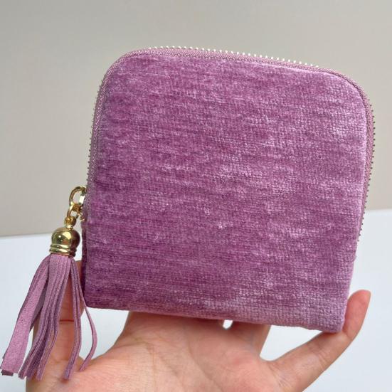 Small Travel Jewelry Case 5 Compartments Portable Mini Jewelry Box with Tassel Zipper Soft Velvet Organizer Pouch for Rings Bracelets Bangles Cards