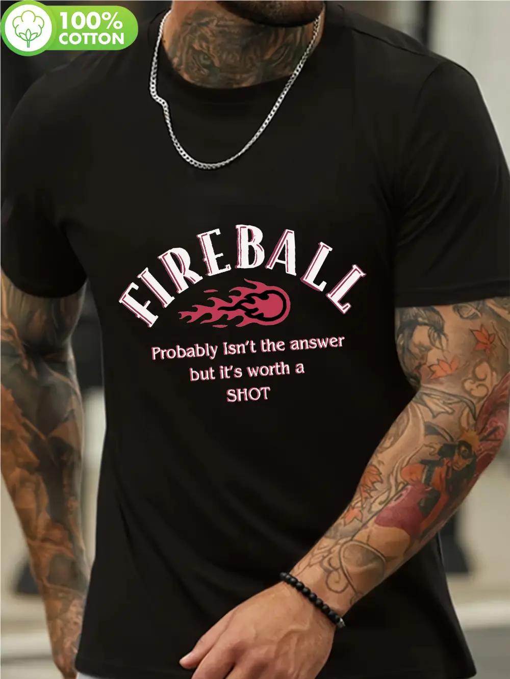 Retro FIREBALL Graphic T-shirt - 100% Cotton Soft & Breathable S