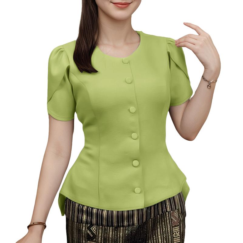 ZANZEA Women Casual Round Neck Summer Short Sleeve Blouse