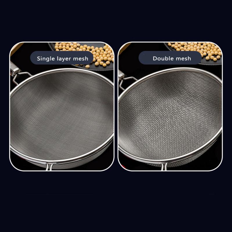304 Nerezový cedník pro domácnost Háček s dvojitým uchem Pevná rukojeť Křížově tkaná síťovina Filtr Kuchyň