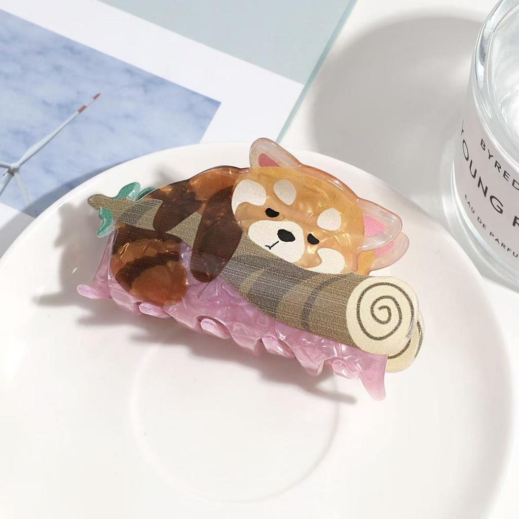 1 buc clip amuzant broască desen animat, clip creativ animal acetat rechin sălbatic mediu jumătate legat agrafă de păr accesoriu de păr clip