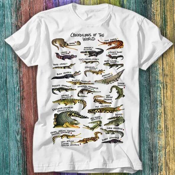 

Crocodilians Of The World Alligator Crocodile Names List T Shirt Top Tee 210 XL