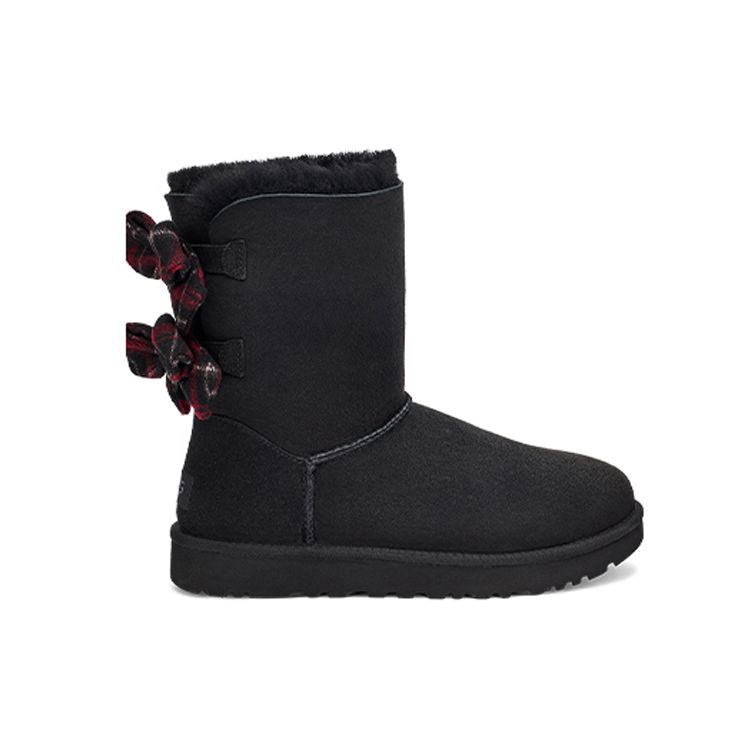 UGG Bequeme Wadenhohe Karomusterband Warme Wasserdichte Verschleißfeste Rutschfeste Schneestiefel Damenstiefel Schwarz 1118935-BLK