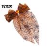 Halloween Hair Accessory Spider Web Bow Clip, Pumpkin Eyeball Tulle Mesh Clip with Long Tails, Women Accessories for Holiday Party