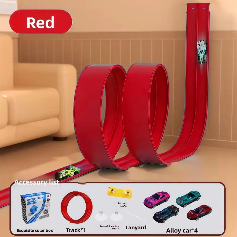 4Meters Flexible Race Track Children Toys DIY Double-track Racing Car Ramp Track Compatible 1/64th Cars Portable Rolls Up Race Tracks