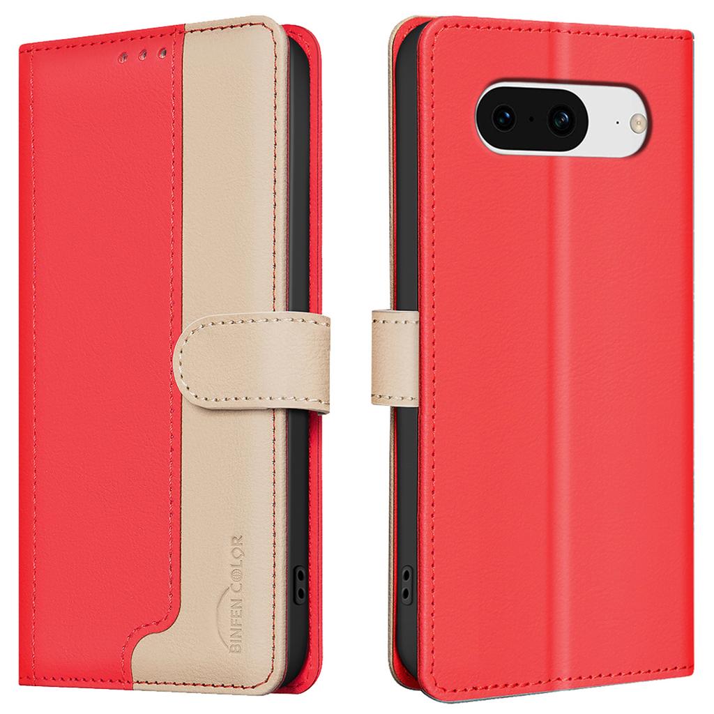 For Google Pixel 8 Case RFID Blocking Leather Cover Splicing Color