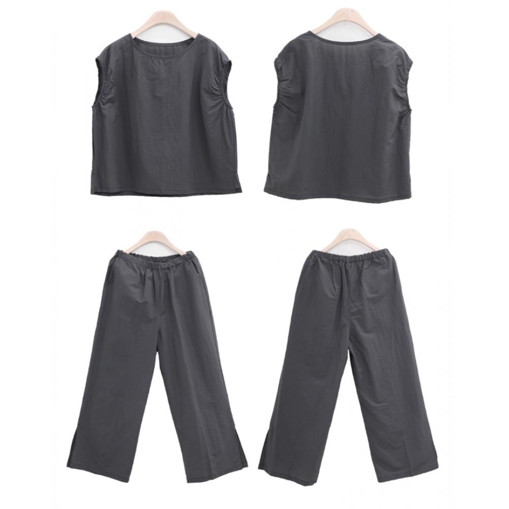 Shiz Madam Women Wind Cooling Elastic BAnd Top And Bottom Set