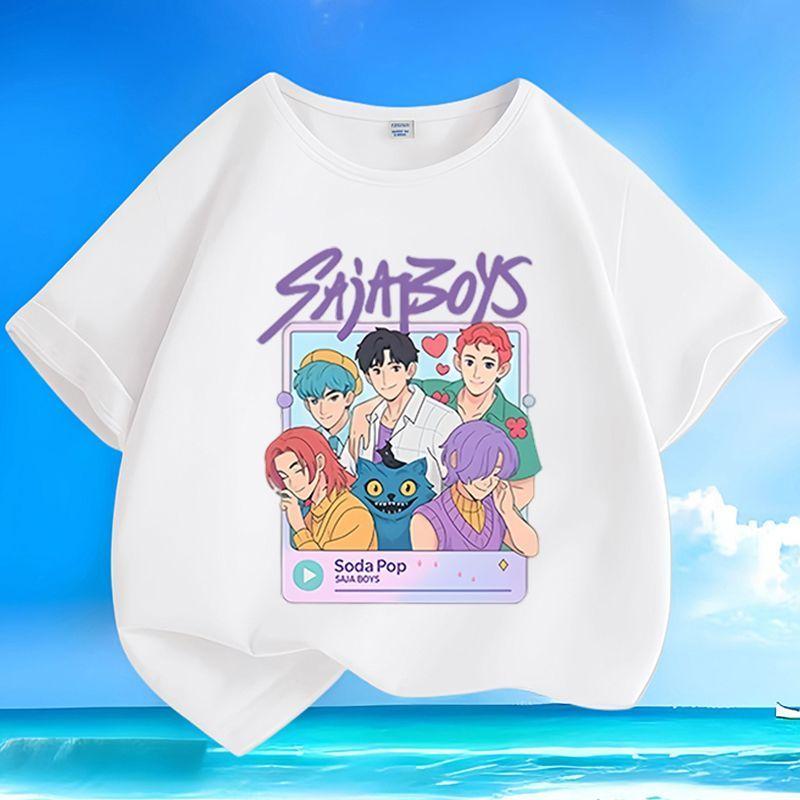 Boys and Girls  Demon-hunting Girl Group SAJABOYS Boys  Group Shirt, Summer Children s Casual Pure Cotton T-shirt 100