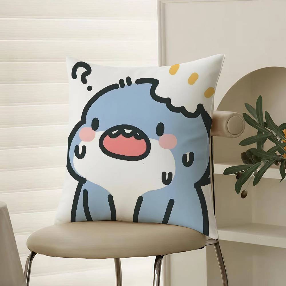 

Cartoon Cute Sharks Monster Picture Pillow Case Comfort Sofa Bed Silky elegant Invisible zipper Decorative cushion cover 12x12Inch