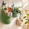Wall Mounted Storage for Nursery 3PCS Woven Hanging Bag, Natural Cotton Rope Fruit Baskets, Organizer Hair Accessories Boho
