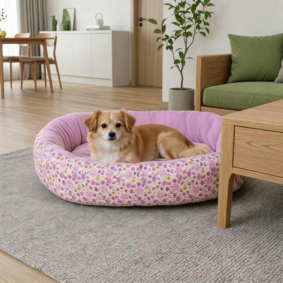 Calming Dog Bed Floral Orthopedic Cat Bed Breathable Washable Cozy Pet Bed for Small Medium Dogs And Cats