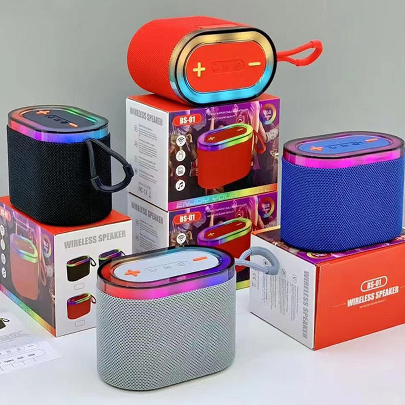 Wireless Portable Bluetooth Speakers with for USB AUX TF Card Player 5W Output RGB Colorful Light Fabrics Sound Box