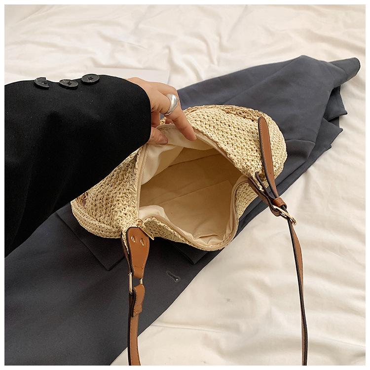 Holiday Wind Beach Straw Bag Women's New Fashion Hollow Woven Bag Casual Versatile Shoulder Messenger Bag Woven Straw Tote Bag for Women