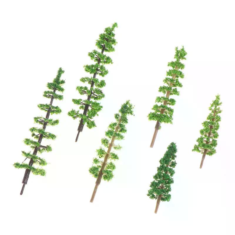 10Pcs Simulation Mini Green Tree Model Dollhouses Garden Landscape Ornaments Dollhouse Railway Street Scene Decoration