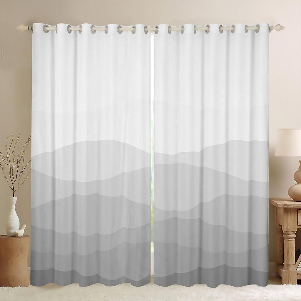 Wave Gradient Curtain Panel Ombre Window Women Teen Room Dorm Abstract Geometric Treatments Drapes With Light Blocking Polyester