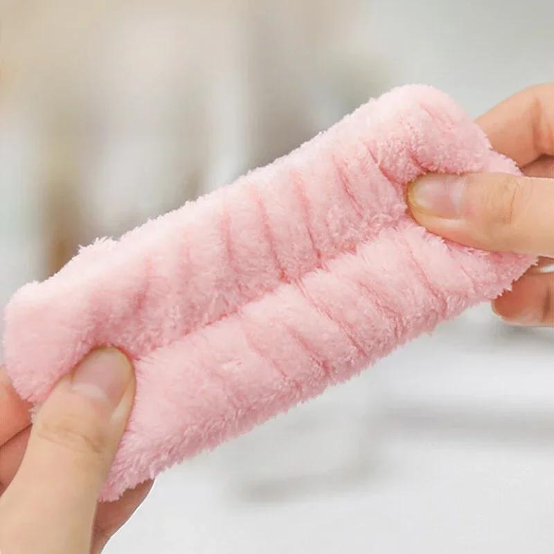 2pc Wrist Strap Moisture-Proof Reusable Washing Face Spa Wrist Watch Band Hair Short Plush Absorbent Accessories Headwrap Makeup
