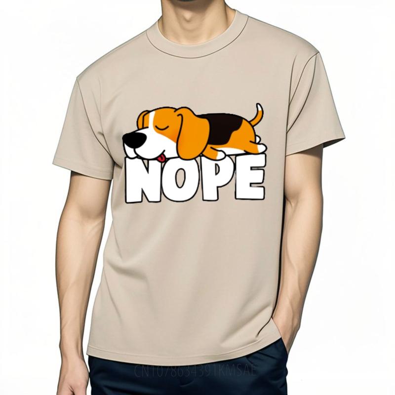 Tshirts for men Printed For men O Neck t shirt Black Dog Lying On Nope Text Basic Men Tee shirt Trendy Tshirt Round Neck Tee