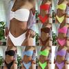 European & American Solid Color Bandeau Bikini - Sexy Cross-Border Swimsuit