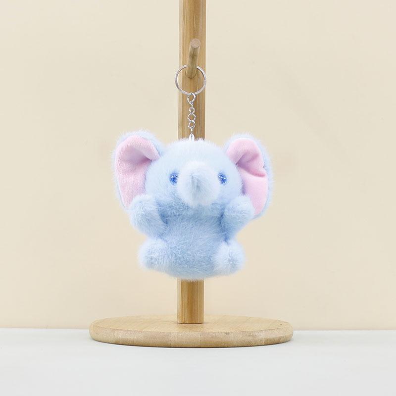 Plysjelefant Søtt Nøkkelring Mykt Leketøy For Vesker Tilgjengelig I Grå Rosa Og Blå Farger