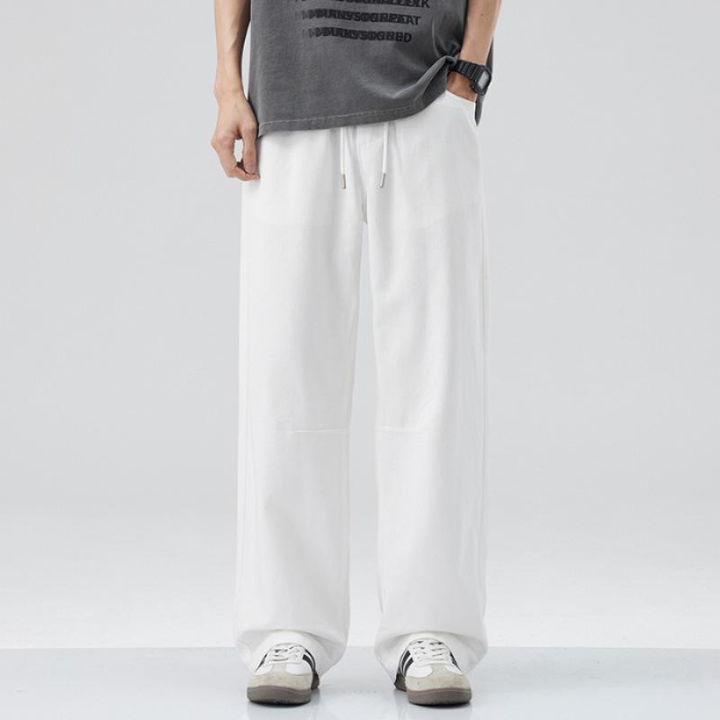Spring and summer Lyocell Tencel American trend loose straight wide-leg pants men's retro casual pants men