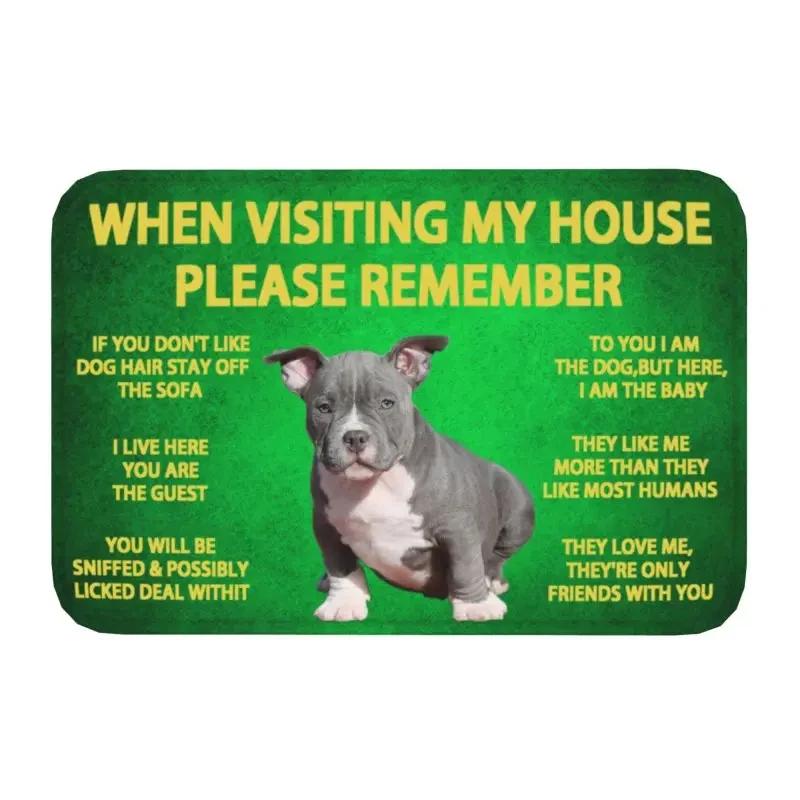 Please Remember Staffordshire Bull Terrier House Rules Doormat Mat Anti-Slip Kitchen Bath Living Room Entrance Rug Carpet