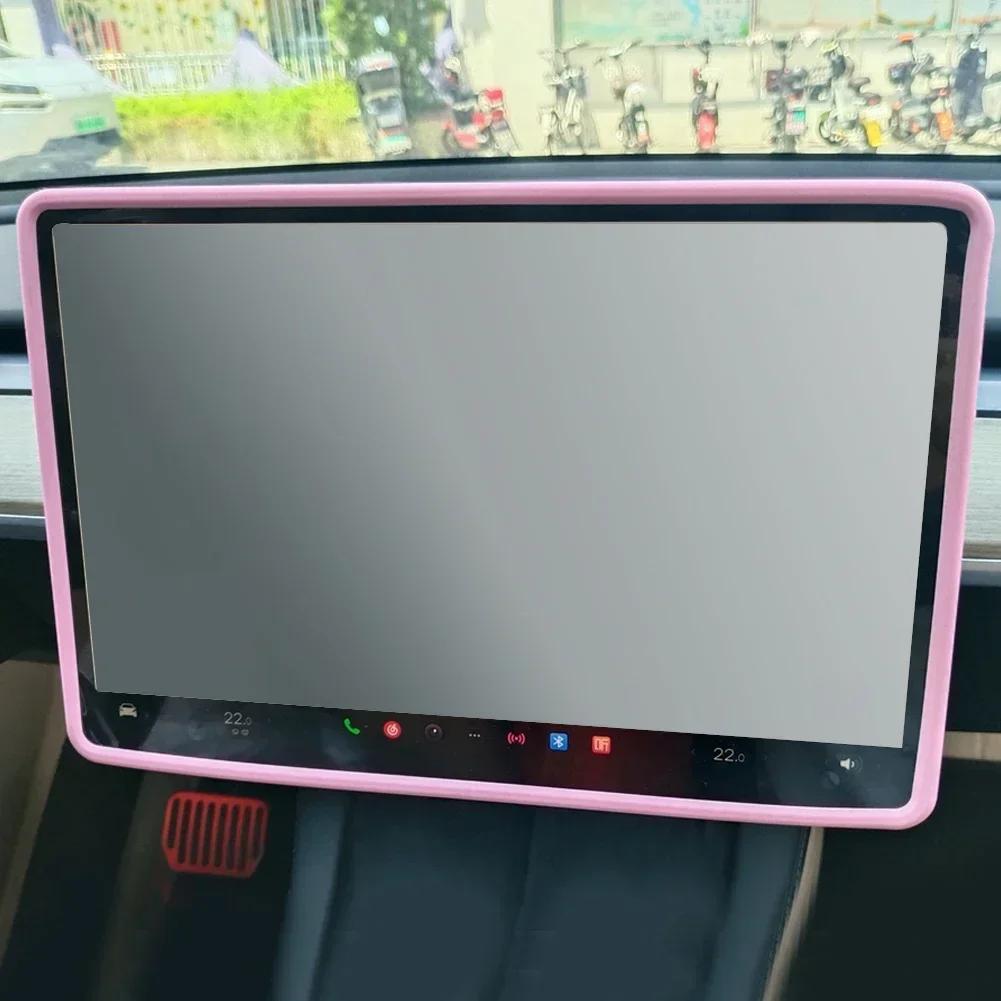 Silicone Screen Protective Frame For Tesla Model 3 Y Edge Cover Central Control Navigation Screen Protector Trim Car Accessories