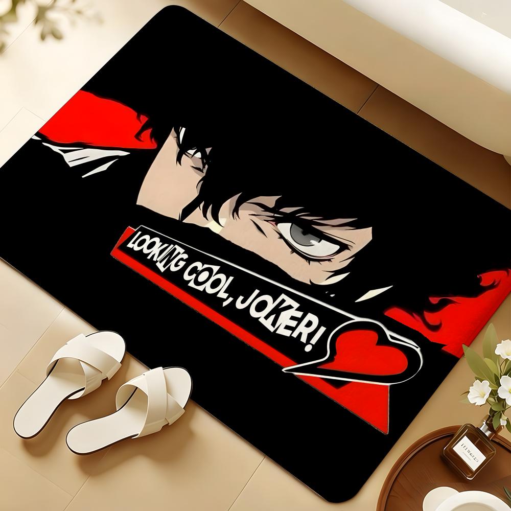P-Persona Anime Floor Mat Soft Flannel Rug Non-Slip Absorbent Mat For Bathroom Bedroom Home Decor