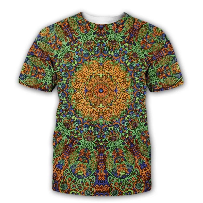 

Mysterious Symbols Trippy 3D Print T-Shirts Men Women Glow in the Dark Short Sleeve T-shirt Oversized Tees Tops L