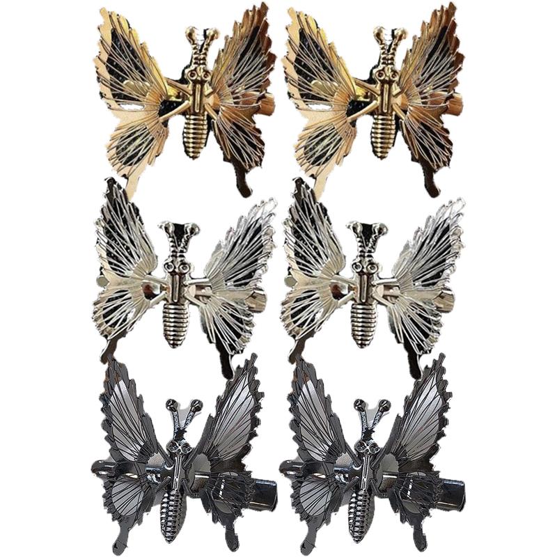 Metal Moving Butterfly Hair Clip Women Colored Rhinestones Duckbill Clip Sweet Hair Accessories
