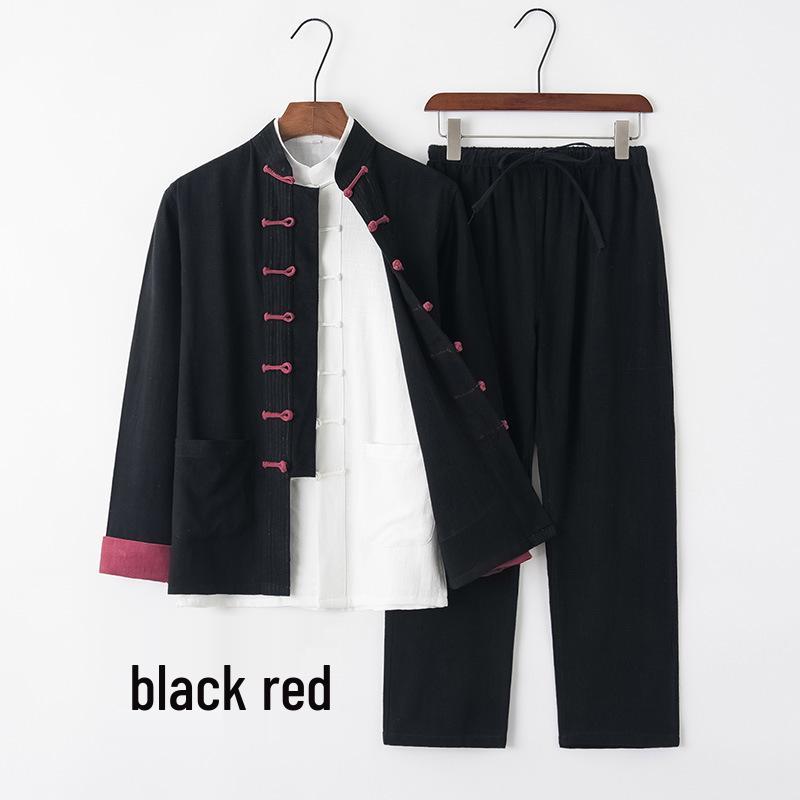 Men's Youth Linen Tang Suit - Chinese Style Zhongshan Jacket Hanfu Set
