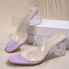 Fashion Versatile Transparent High-heeled Slippers Women's 2025 Summer New Wear Crystal Open-toed Cool Slippers Non-slip Versatile