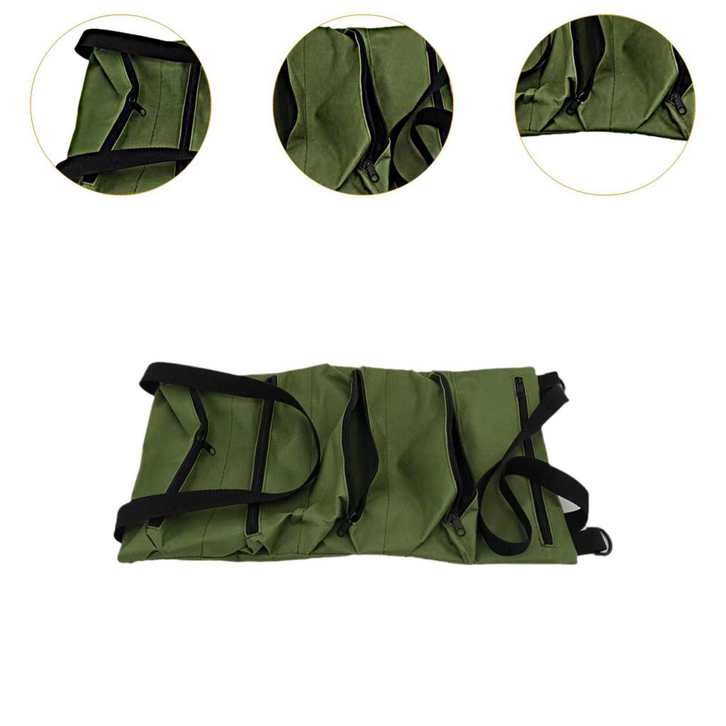 Tool Roll Up Bag Handbag with 5 Zipper Pockets Waterproof for Home Use