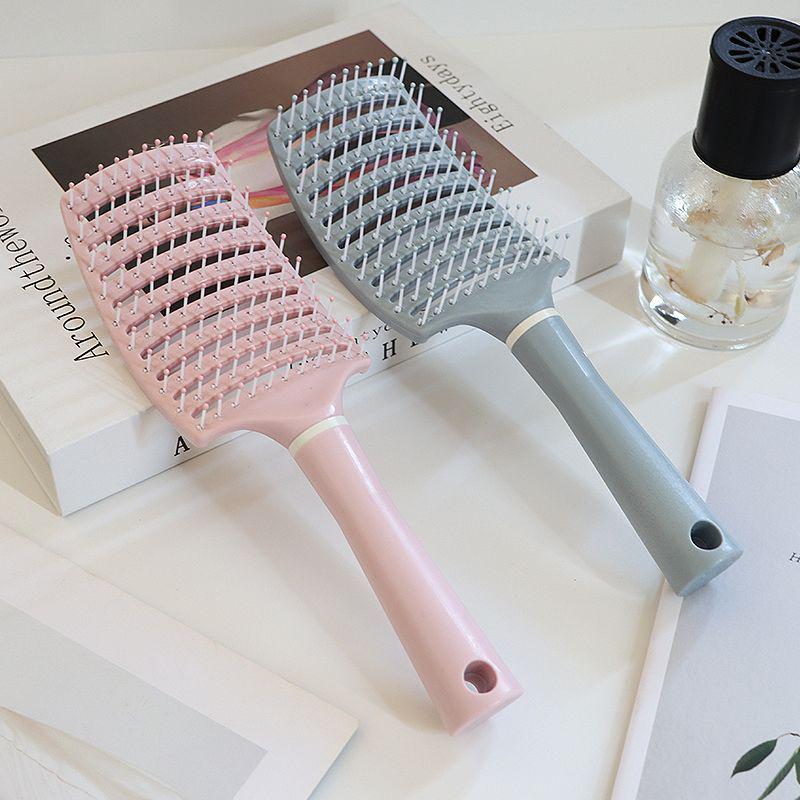 Curved Massage Comb with Fluffy Rollers for Long Hair