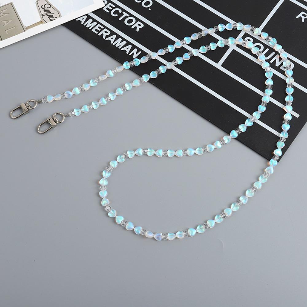 Anti Loss Beaded Crossbody Phone Chain Love Heart Phone Neck Straps  Mobile Phone Pendant