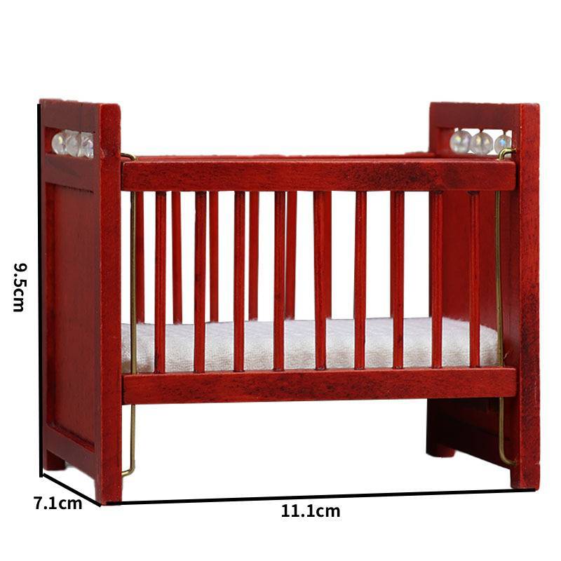 

Dollhouse Miniature Furniture Set For Kids Room With Wooden Bed And Mattress Red