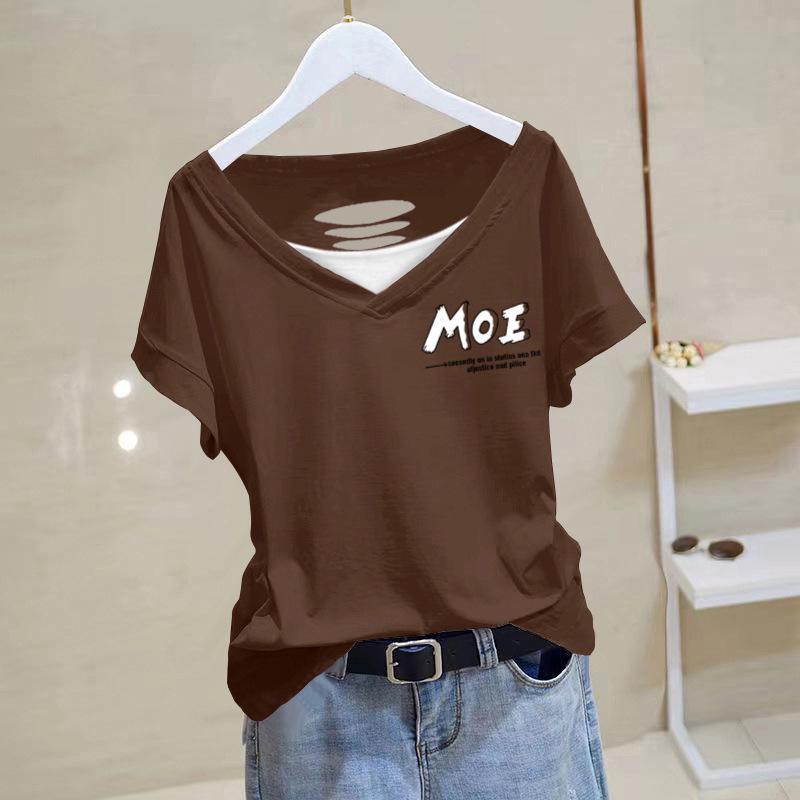 Korean Style Women's Cotton Short Sleeve T-Shirt - Versatile, Loose Fit, Slimming, Trendy for Summer 2025