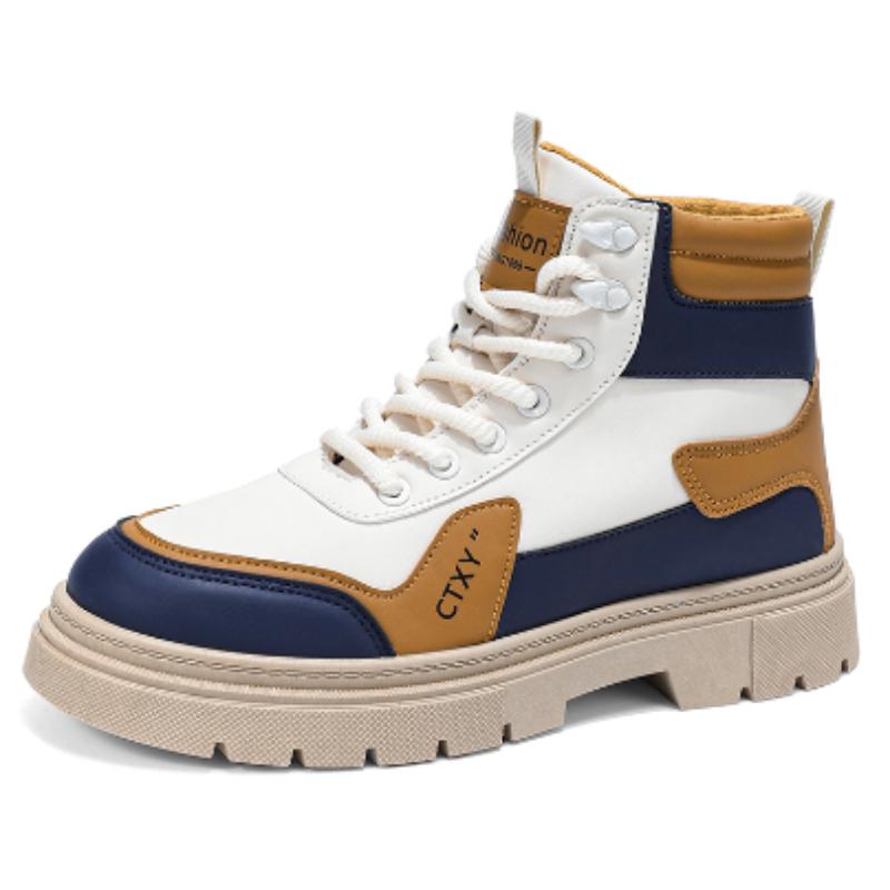

Men s Boots Autumn and Winter High-top Casual Boots Thick-sole Anti-slip Youth Comfort Outdoor Shoes British Zapatillas Hombre 39 бежевый