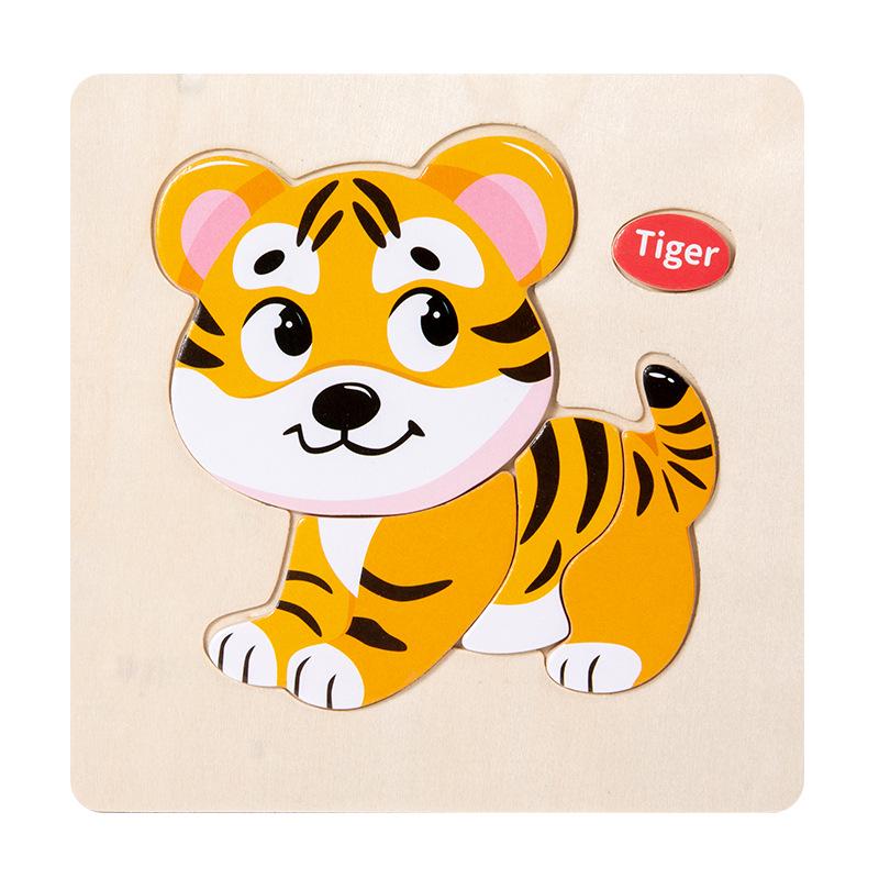 Children's 3D Wooden Animal & Transportation Shape Puzzle for Early Education
