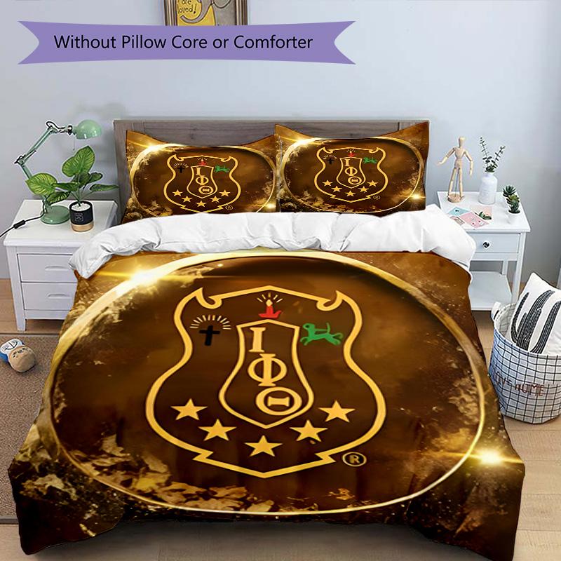3pcs Duvet Cover Set (1*Duvet Cover + 2*Pillowcase, Without Core), Iota Phi Theta Print Bedding Set, Bedroom Decor, All‑Season, Birthday Gift