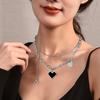 2022 Titanium Steel Double Mosaic Love Necklace Female Simple Letter Pendant Hip Hop Niche Design