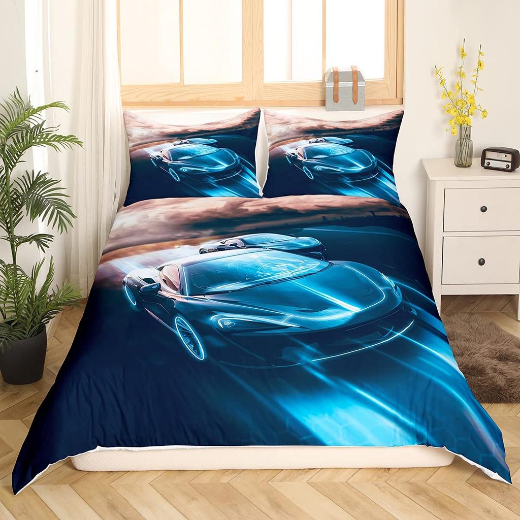 Racing Car Printed Duvet Cover With Pillowcase Bedding Set Single Double Twin Full Queen King Size 2/3pcs Polyester Quilt Cover